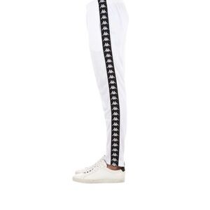 Kappa Men's White Joggers with Black Logo Stripe
